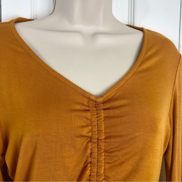 NWT Nanette Lepore Mustard Yellow Gathered Front Top - Picture 5 of 16